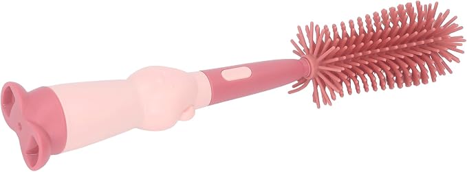 Kids Bottle Brush Set, 360 Degree Rotation Silicone Odorless Bottle Brush Cleaner for Cup (Red)
