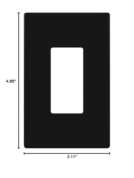ENERLITES Screwless Decorator Wall Plates Child Safe Outlet Covers, Gloss Finish, Medium Size 1-Gang 4.88" H x 3.11" L, Unbreakable Polycarbonate Thermoplastic, SI8831M-BK, Black
