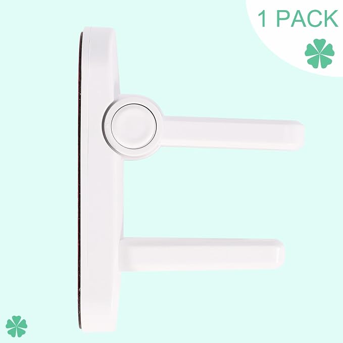 Door Lever Lock 1 Pack, No Drilling, ABS Material Door Handle Baby Proof with Strong 3M Adhesive Milky White