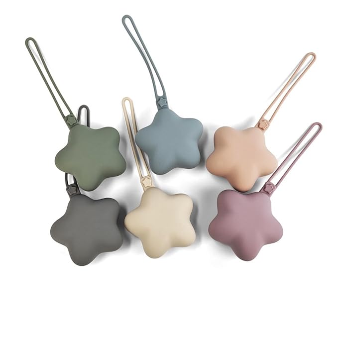 Star Shaped Pacifier Holder Case Silicone Keep Pacifiers Portable & Lightweight for Newborns Baby Boys and Girls
