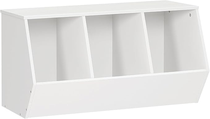 HOOBRO Toy Storage Cubby, Kids Bookshelf, Stackable 3-Bin Toy Storage Cabinet, Bookcase Footboard, Children's Toy Shelf, Hallway, White WT30CW01