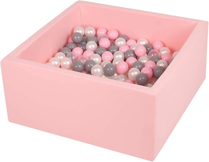 TRENDBOX Ball Pit 35.4x35.4x13.8in Memory Foam Pit Soft Pool Soft Equipment for Toddlers Kids Balls NOT Included - Light Pink