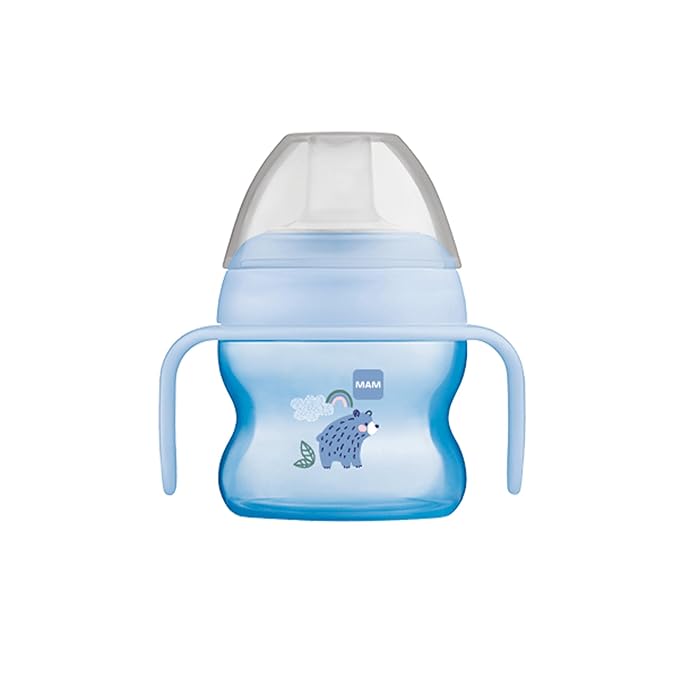 MAM Starter Cup (1 Count), Sippy & Drinking Cup with Extra-Soft Spill-Free Spout and Non-Slip Handles, for Boys 4+ Months, Five Ounces, Blue (Pack of 6)