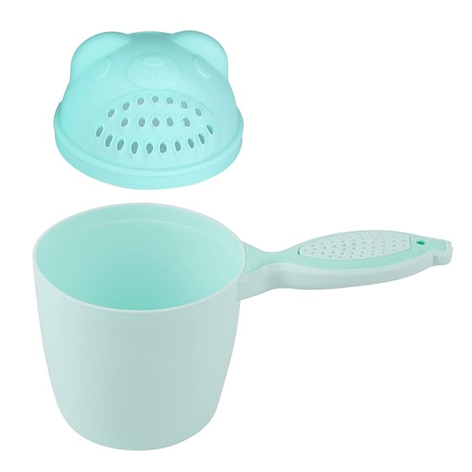 Sorandy Baby Shampoo Cup, Cute Fish Handle Hair Rinser, Kids Bathing Rinser with Detachable Design for Easy Cleaning & Eye Protection (Green)