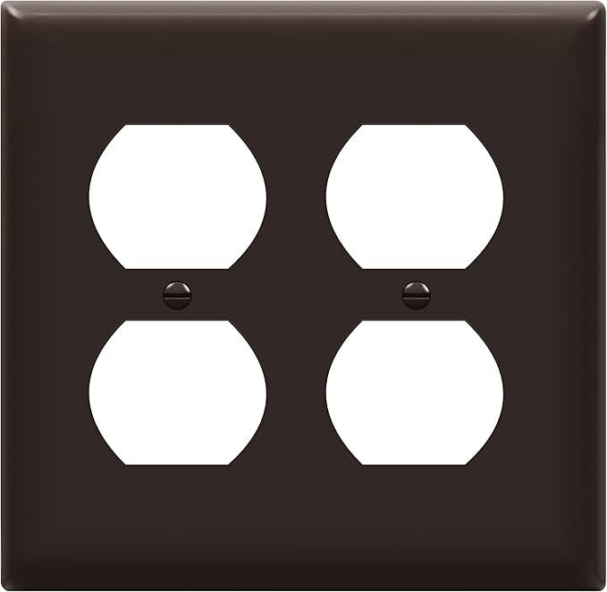 ENERLITES Double Duplex Wall Plate, Two Gang Electrical Outlet Cover, Standard Size 2-Gang 4.5" x 4.57", Unbreakable Polycarbonate Thermoplastic, UL Listed, 8822-BR, Brown