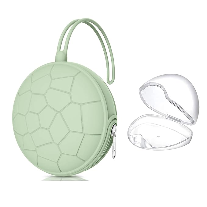 Smlpuame Pacifier Holder Case,BPA Free Portable Pacifier Storage Container,Silicone Baby Pacifier Cover Pouch for Diaper Bag Stroller,Travel Outdoor Activities,Easy to Clean(Mint)