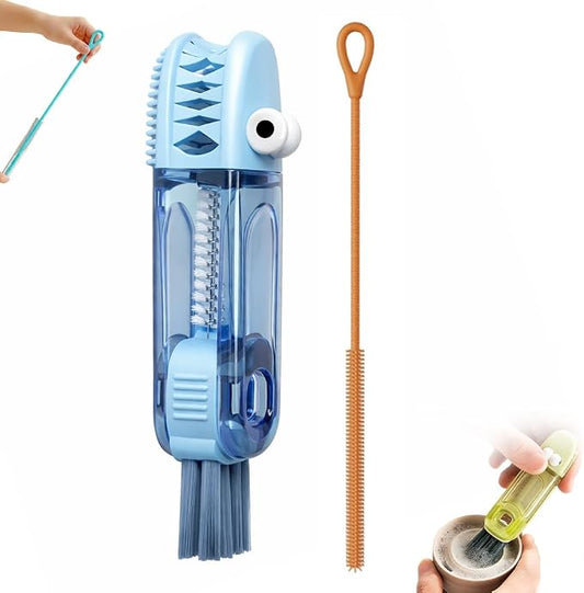 3 in 1 Cup Lid Cleaning Brush, 2026 New Bottle and Straw Brush Cleaning Set, Multifunctional Bottle Brush Cleaner, Crevice Cleaning Brush Tools for Gap Tight Spaces, Home Kitchen Gadgets (Blue B)