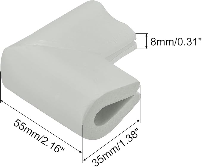 uxcell Corner Guards Edge Protectors, 8Pack U Foam Safety Bumper W Self-Adhesive Tape Furniture Corner Table Edge Guard, 2.16"x1.38"x0.31", Light Grey