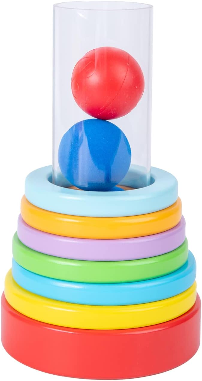 Montessori Interactive Stacking Rings and Balls for Babies 6-12 Months - Clear Tube Fun
