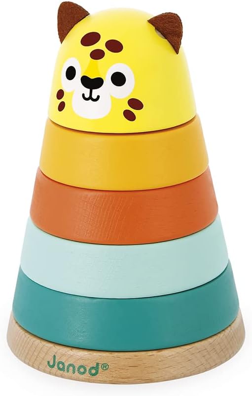 Janod - Tropik Jaguar Stacking Toy - 5 Stackable Pieces - 1 Year + J08261