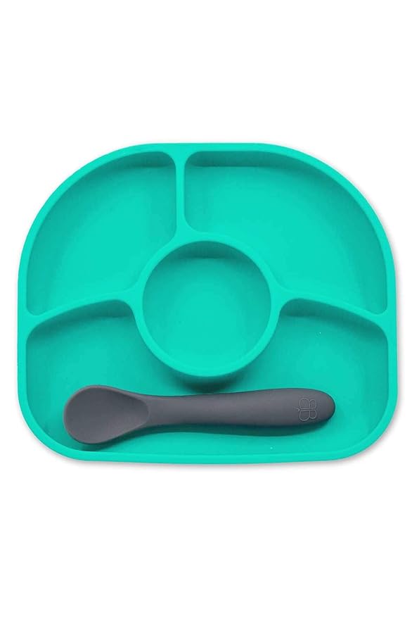 bblüv - Yümi ??Food Grade Silicone, BPA-Free, Suction Plate, Microwave & Dishwasher Safe, Anti-Spill Plate & Spoon Set w/Baby Utensils - for Baby & Toddler