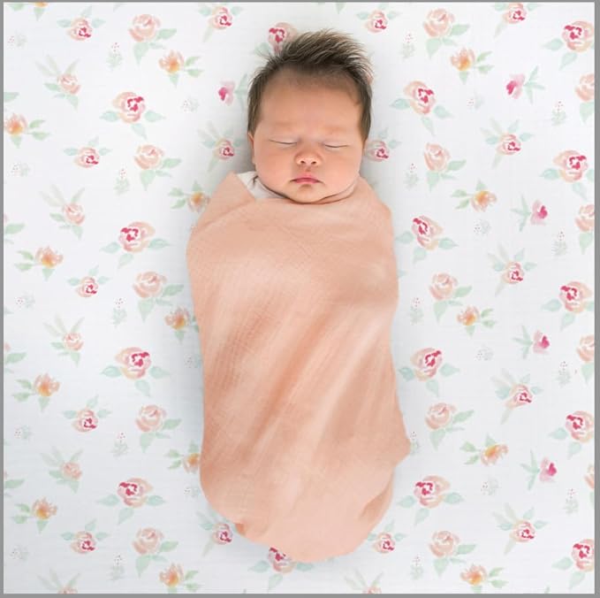 SwaddleDesigns Cotton Muslin Swaddle Blankets for Babies, Set of 4, Neutral Receiving Blankets for Newborn, Baby Registry & Gift, 46x46 inches, Paradise