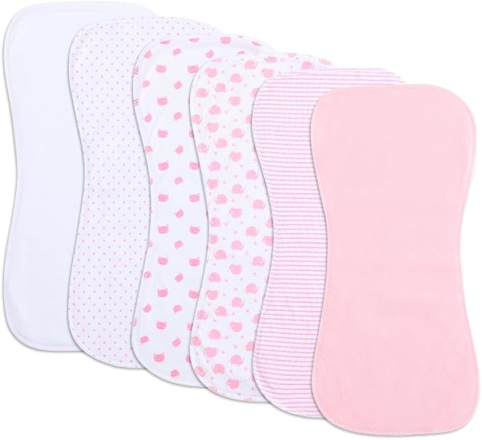 6 Pack Cotton Baby Burp Cloths Extra Absorbent Soft for Baby Boys and Girls