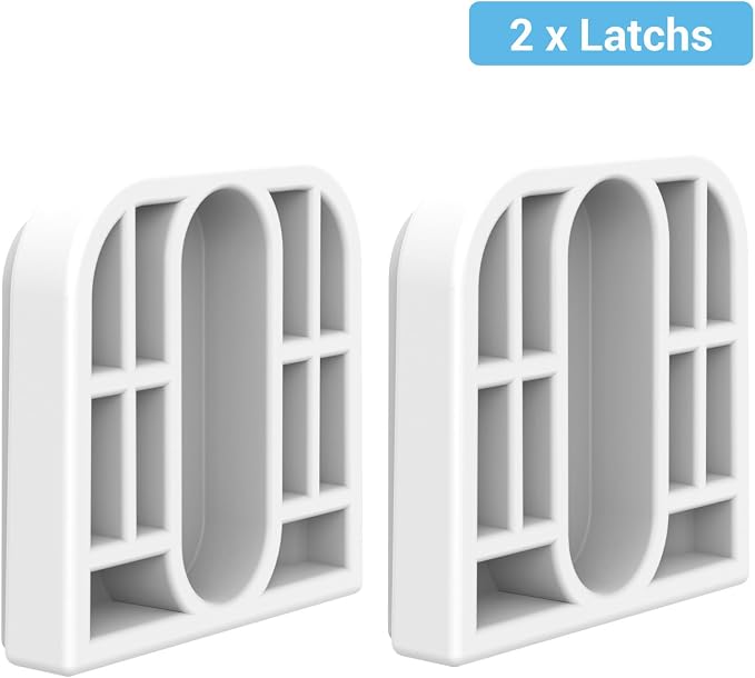 HAMOPY Auto-Lock Retractable Baby Gate Replacement Parts, Original Hardware Set (Including 2 x Latches + 2 x Brackets + 1 x Floor Hook + 1 Set of Screws) Only Fit 55“&71” Auto-Lock Baby Gate(White)