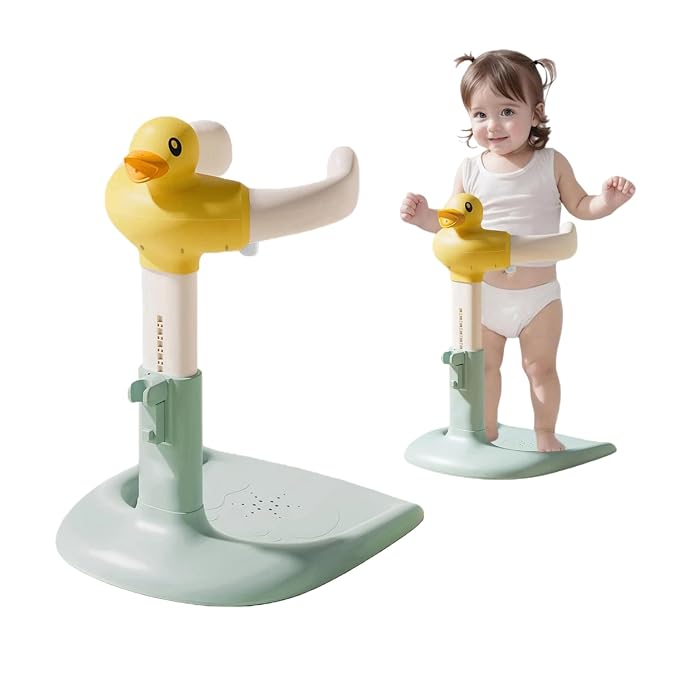 Baby Shower Stand, Foldable Baby Duck Frug Bath Stand Adjustable Infant Bath Support Toddler Shower Stands with Anti-Slip Base Drainage Holes Showers Head Holder for Infants 8-24 Months Gift Yellow C