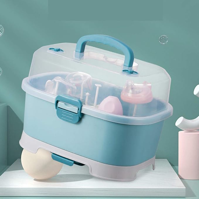 Baby Bottle Drying Rack Storage, Large Nursing Bottle Storage Box Organizer with Cover, Portable Kitchen Cabinet Organizer, Durable countertop Dryer