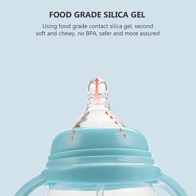 Milisten 1pc Boy Girl Straw Cup Boy Girl Milk Bottle Bloating Straw Bottle Double Handles
