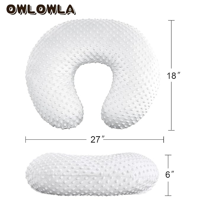 OWLOWLA 2Pack Nursing Pillow Cover White&Khaki Nursing Covers Set Breastfeeding Pillow Slipcover Fits Naked Nursing Pillow for Baby Boy Girl(White/Khaki)