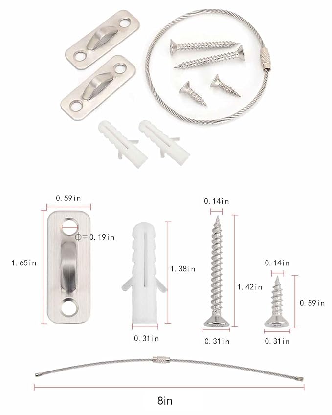 10 Pack Furniture Anchors Kit for Baby Proofing, Furniture Straps Use to Prevent Falling and Anti Tip, Dresser Or Cabinet to Wall Anchors, 8in