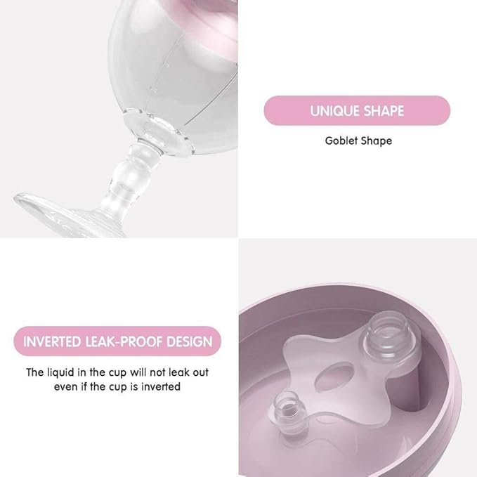 Princess Wine Sippy Cup Spill Proof, Fancy Wine Glass Sippy Cup No Spill for Baby Girl 1+ Year Old, Goblet Style Great for Your Princess Holiday Birthday Party, 5 Ounce (Pink)