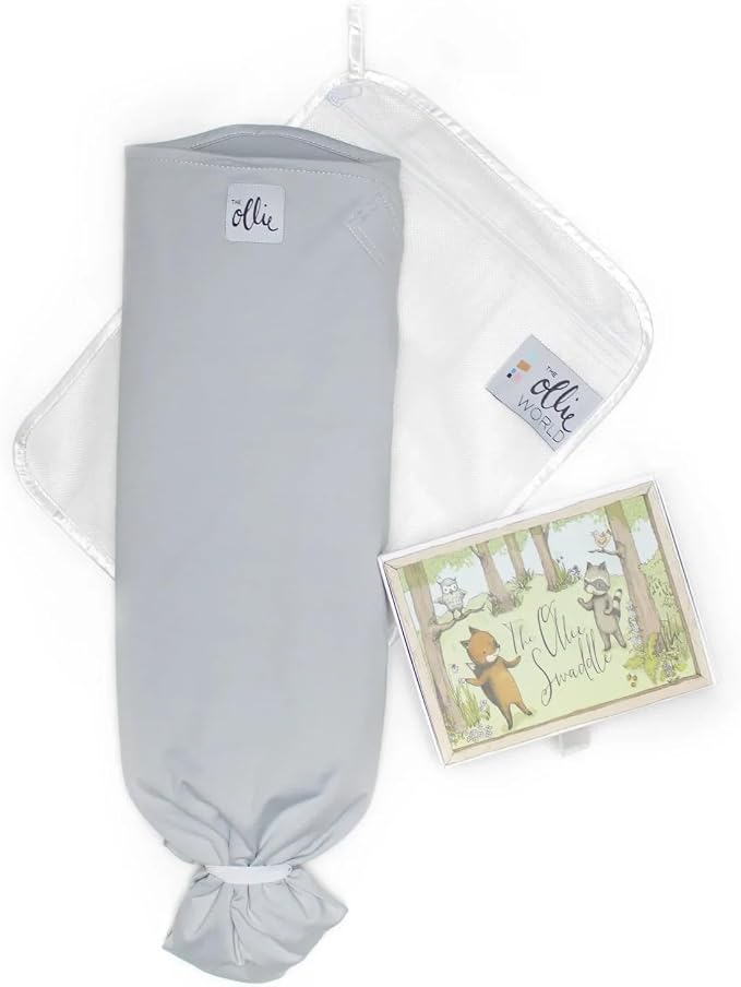 The Ollie Swaddle - Helps to Reduce The Moro (Startle) Reflex - Made from a Custom Designed Moisture-Wicking Material (Stone)