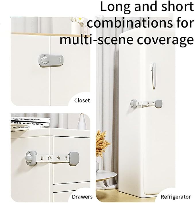 Baby Locks Child Safety Cabinet Proofing - Safe Quick and Easy 3M Adhesive Cabinet Drawer Door Latches No Screws & Magnets Multi-Purpose for Furniture Kitchen Ovens Toilet Seats (Grey 2Pack)
