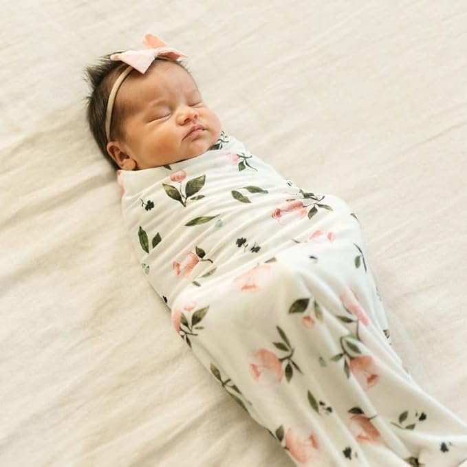 Little Unicorn Stretch Knit Swaddle Blanket | Single | Super Soft | Swaddling, Burping, Nursing | Newborns and Infants | Large 47” x 47” | Machine Washable | Watercolor Rose