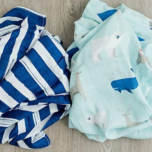GRACED SOFT LUXURIES Muslin Swaddle Blankets | Breathable, Luxury, Soft & Decorative Baby Swaddle Blanket | Arctic World, 2-Pack - 47" x 47"