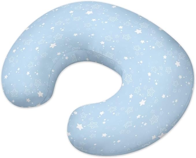 Newborn Pillow Cover for Nursing Replacement Pillow Covers for Boppy Crescent-Shaped Breastfeeding Pillow Soft & Replace Newborn Lounger Cover - Blue Stars