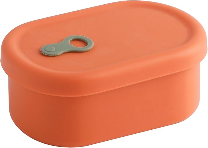 Premium Korean-Made Silicone Airtight Food Container with Steam Vent ??BPA Free, Leakproof, Microwave & Freezer Safe Meal Prep. & Leftovers Storage (Mandarin Orange, 12 floz)