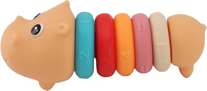 Baby Stacking Rings Soft Plastic Toy Hippo Shape Educational Game for Toddlers Blue