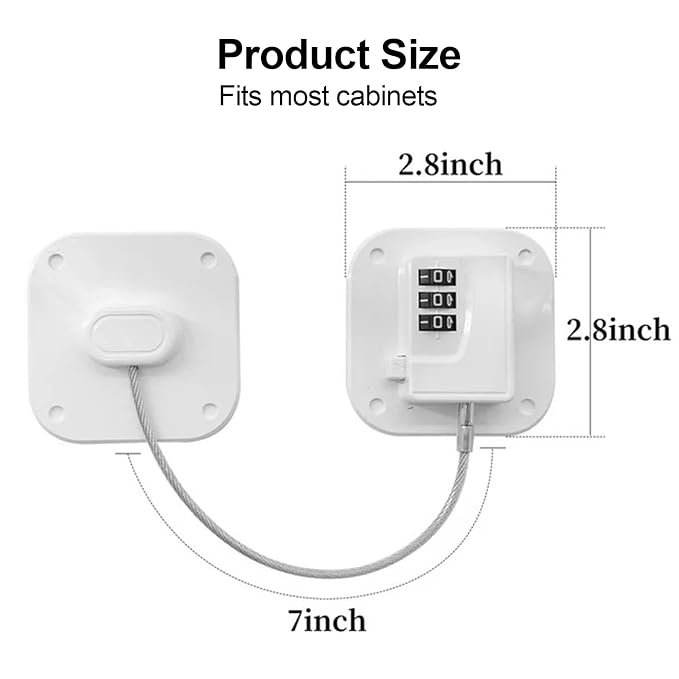 Refrigerator Lock, MOYONTE Fridge Locks for Kids Cabinet Locks Baby Proofing Child Safety Locks for Upright Freezer Drawers Cabinets Doors Windows Dressers Stove (White)