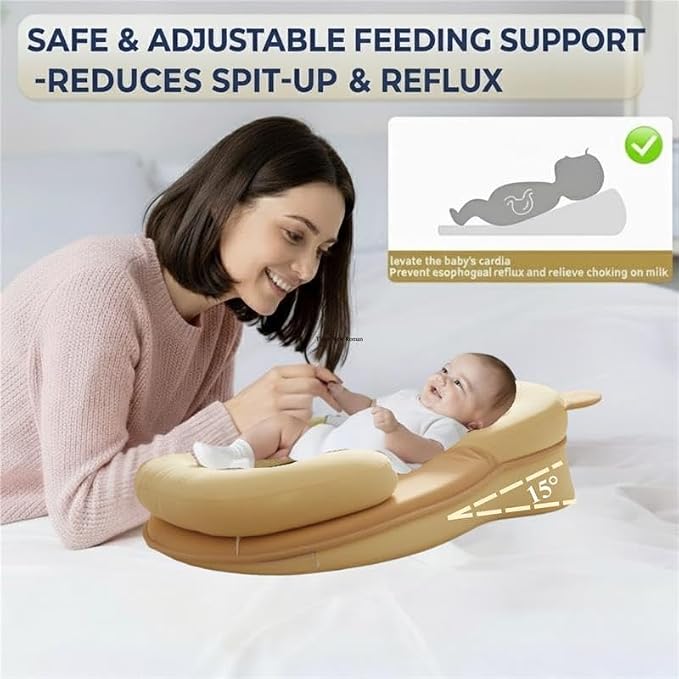 Baby Feeding Pillow - Firm & Secure Adjustable Nursing Pillow with Safety Strap - Baby Body Support Cushion - Yellow