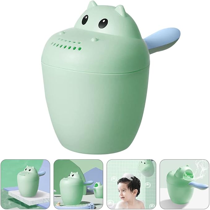 Katutude Baby Bath Rinse Cup - Shampoo Rinser Wash Cup Hair Washing Jug Water Scoop Bathroom Accessories for Newborn Baby Toddlers Shower, 7cm x 14cm / Green