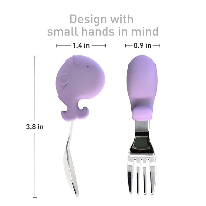 Toddler Utensils Set, Baby Spoon and Fork, Palm Grasp for Baby, BPA & Phthalate Free, Training Baby Utensils, 18 Month+