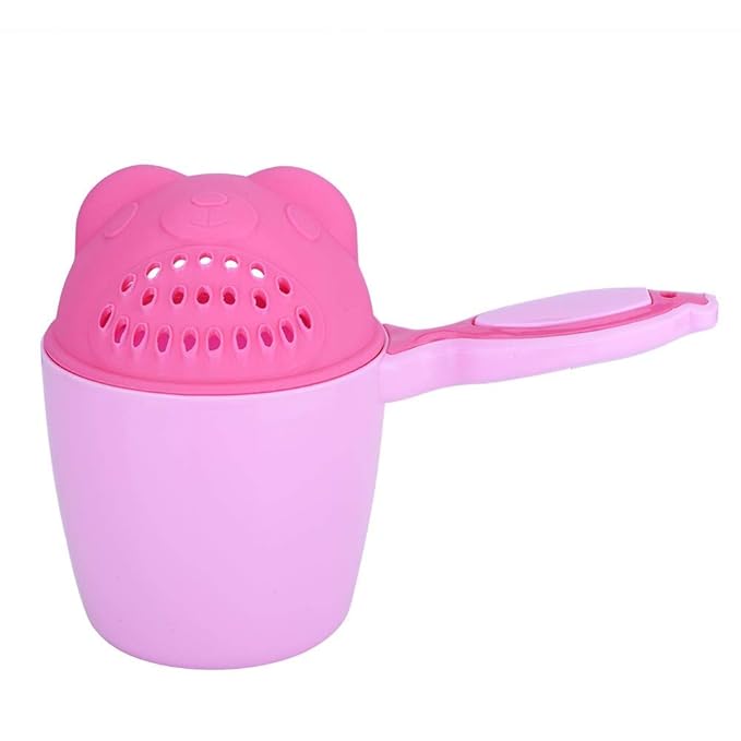 ViaGasaFamido Baby Rinse Cup, Shampoo & Bath Rinser, Wash Hair with 2 Pour Spouts for Protecting Kids Face and Eyes, Pink, 21x10.7x15cm/8.3x4.2x5.9in