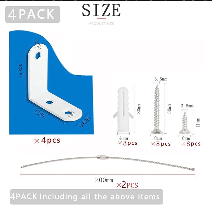 Dresser Anchors to Wall | Anti Tip Furniture Wall Anchor Kit for Baby Proofing 2 Installation Methods Safety Straps Secure Bookcase & Dresser to Wall (White, 1.4 in)
