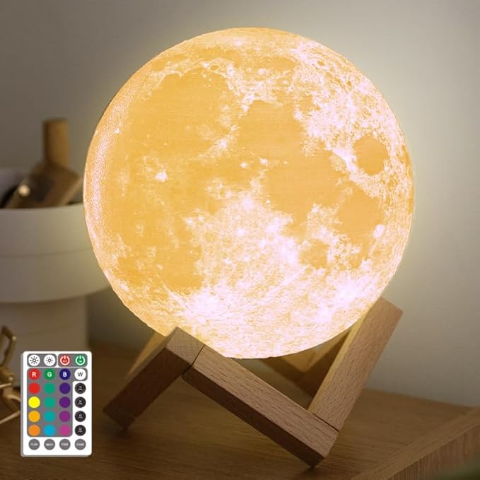 5.9 Inch Moon Lamp for Adults - 16 Color LED Light Up Moon Ball, Large Realistic 3D Night Light with Remote & Timer - Unique Thanksgiving & Gifts