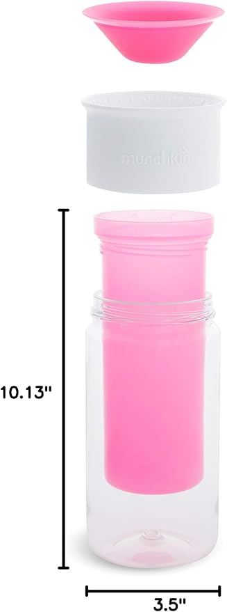 Munchkin® Miracle® 360 Insulated Sippy Cup, Includes Stickers to Customize Cup, 9 Ounce, Pink