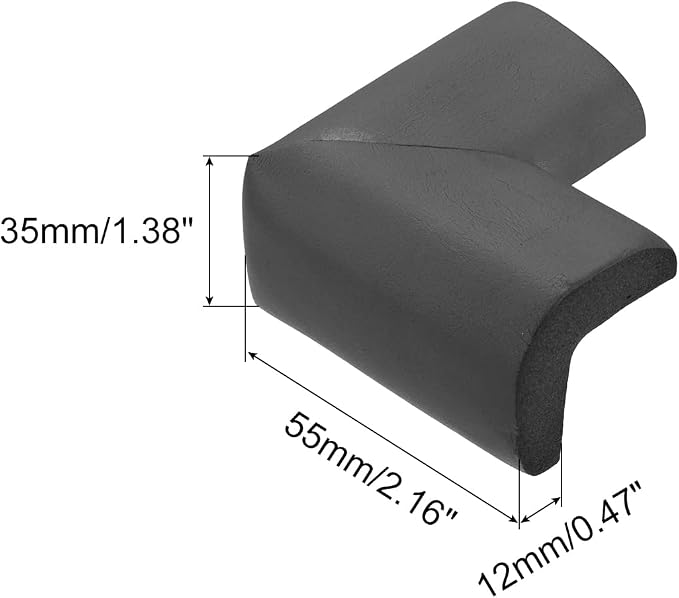 uxcell Corner Guards Edge Protectors, 12Pack Foam Safety Bumper L Shape, 55mm/2.16"(L) for Furniture Corner Table Edge Guard, Black