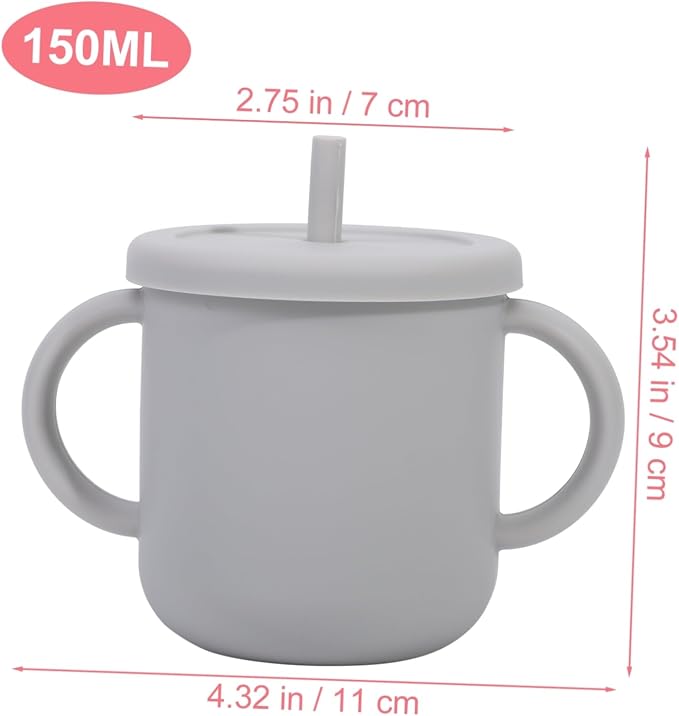 Silicone Straw Training Cup for Drinking Cup with Handles Transition From Bottle to Cup