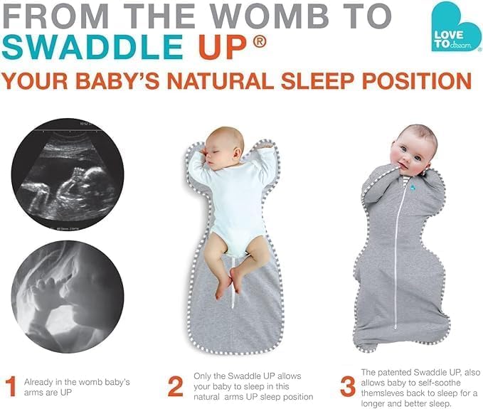 Love to Dream Organic Swaddle, Baby Sleep Sack, Swaddle Up Self-Soothing Swaddles for Newborns, Get Longer Sleep, Snug Fit Helps Calm Startle Reflex,1.0 Tog, Small 5-8.5lbs, Cream