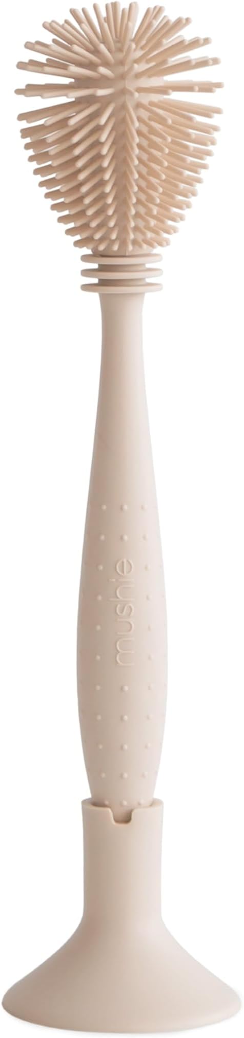 mushie Baby Bottle Brush | Soft Silicone with Suction Base (Shifting Sand)