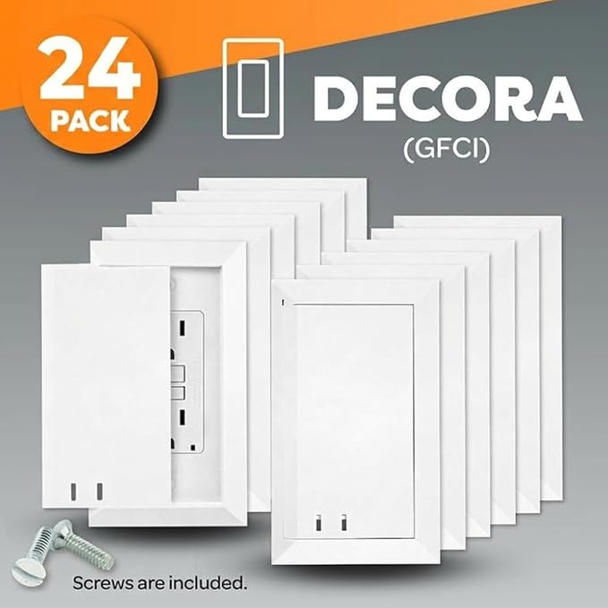 Socket Shield Child Resistant Outlet Cover (24-Pack), White Decora GFCI Wall Plate with Sliding Locking Door, Tamper Resistant Safety Cover, Easy Installation