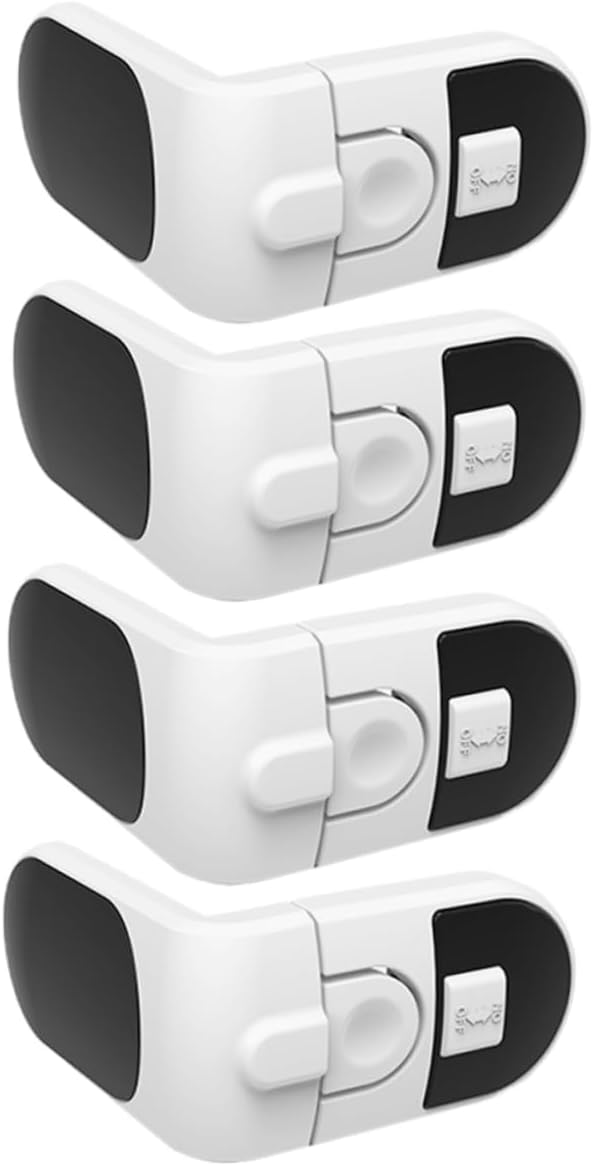 HANABASS 4PCS Child Safety Locks for Cabinets and Fridge Adjustable Multi-Function Locking Mechanism Child-Proof Design Sturdy Plastic for Baby Proofing
