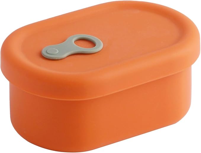 Premium Korean-Made Silicone Airtight Food Container with Steam Vent ??BPA Free, Leakproof, Microwave & Freezer Safe Meal Prep. & Leftovers Storage (Mandarin Orange, 7 floz)