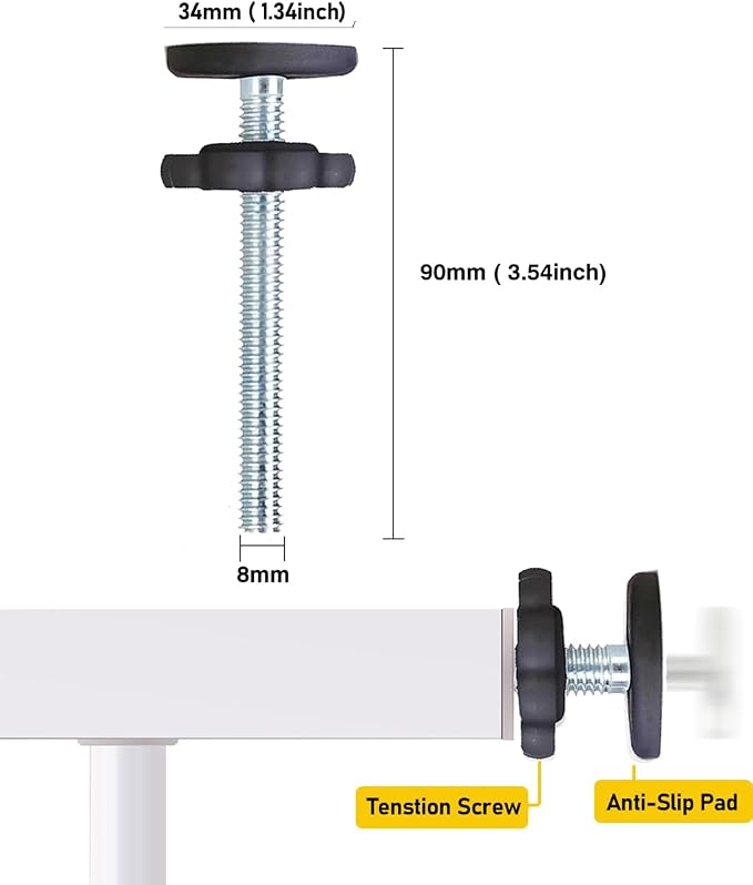 4 Pack Baby Gate Replacement Parts Threaded Spindle Rod 8MM(M8), Screw Bolts Hardware Kit for Pet & Dog Pressure Mounted Safety Door & Stair Gates (a Black)