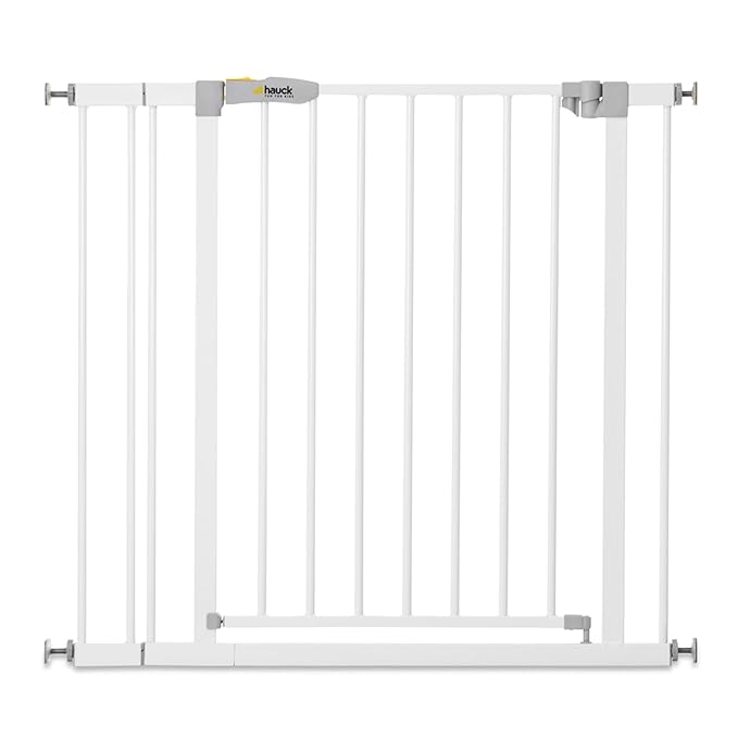 Hauck 59728 Open N Stop KD Pressure Fit Baby & Pet Safety Gate w/3.5" Extension, Accommodates 33 to 35" Wide Home Doorway, Stairway, or Hallway, White