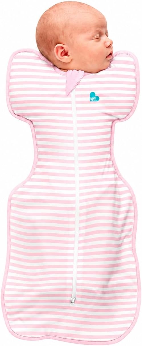 Love to Dream Swaddle UP, 1.0 TOG Baby Sleep Sack, Self-Soothing Swaddles for Newborns, Improves Sleep Secure Fit Helps Calm Startle Reflex, New Born Essentials for Baby Medium 13-19 lbs, Stripe Pink