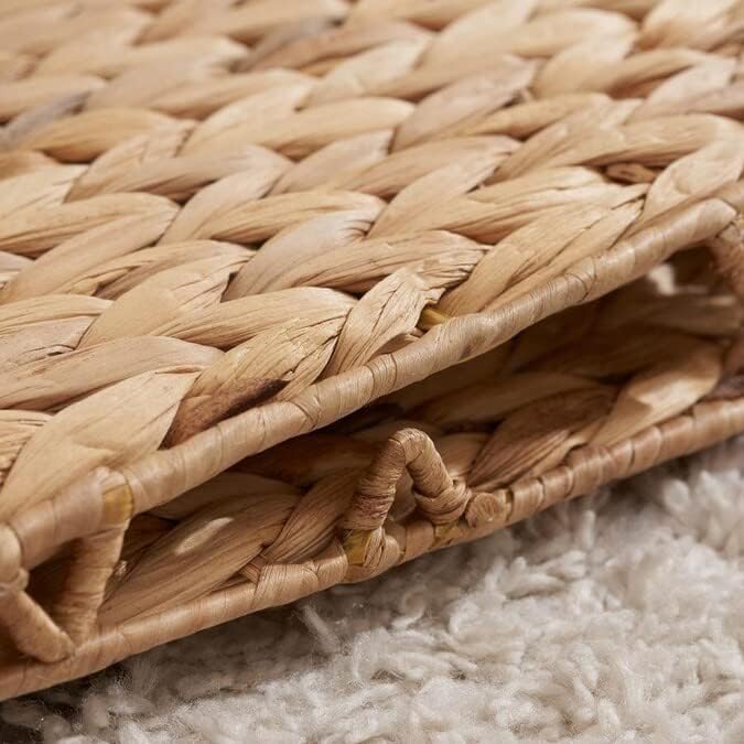 M4DECOR 10.5 x 10.5 Storage Cubes ??Water Hyacinth Wicker Baskets for Organizing, Wicker Storage Cubes, Storage Baskets for Shelves (4 Packs 10.5in)